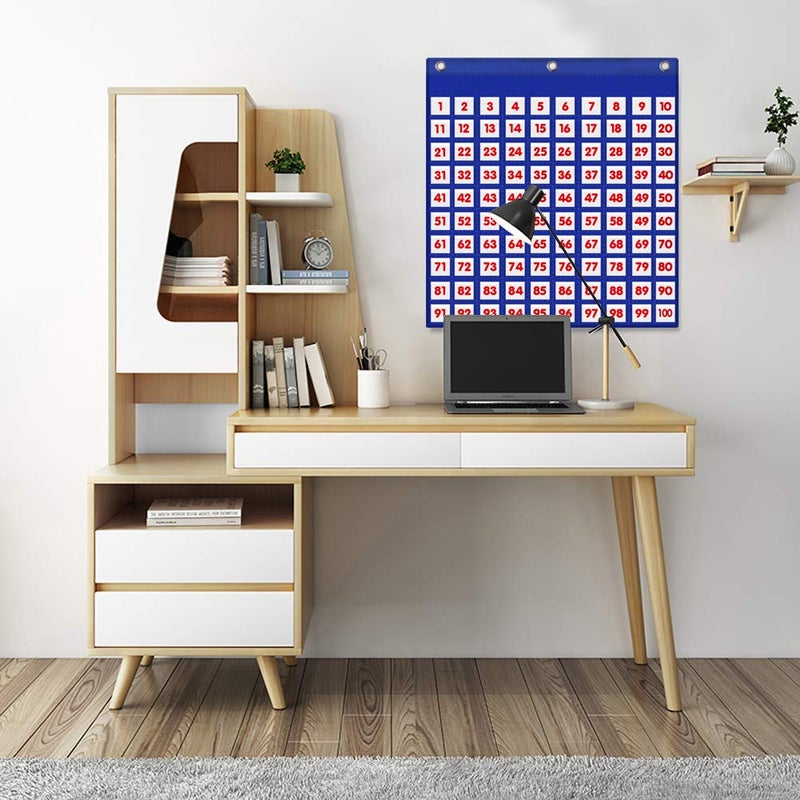 Eamay Hundreds Pocket Chart with 130 Number Cards, Number 1-100 Board Pocket Chart for Teacher Lessons in a Classroom or for Use at Home (100 Pockets) - Image 3